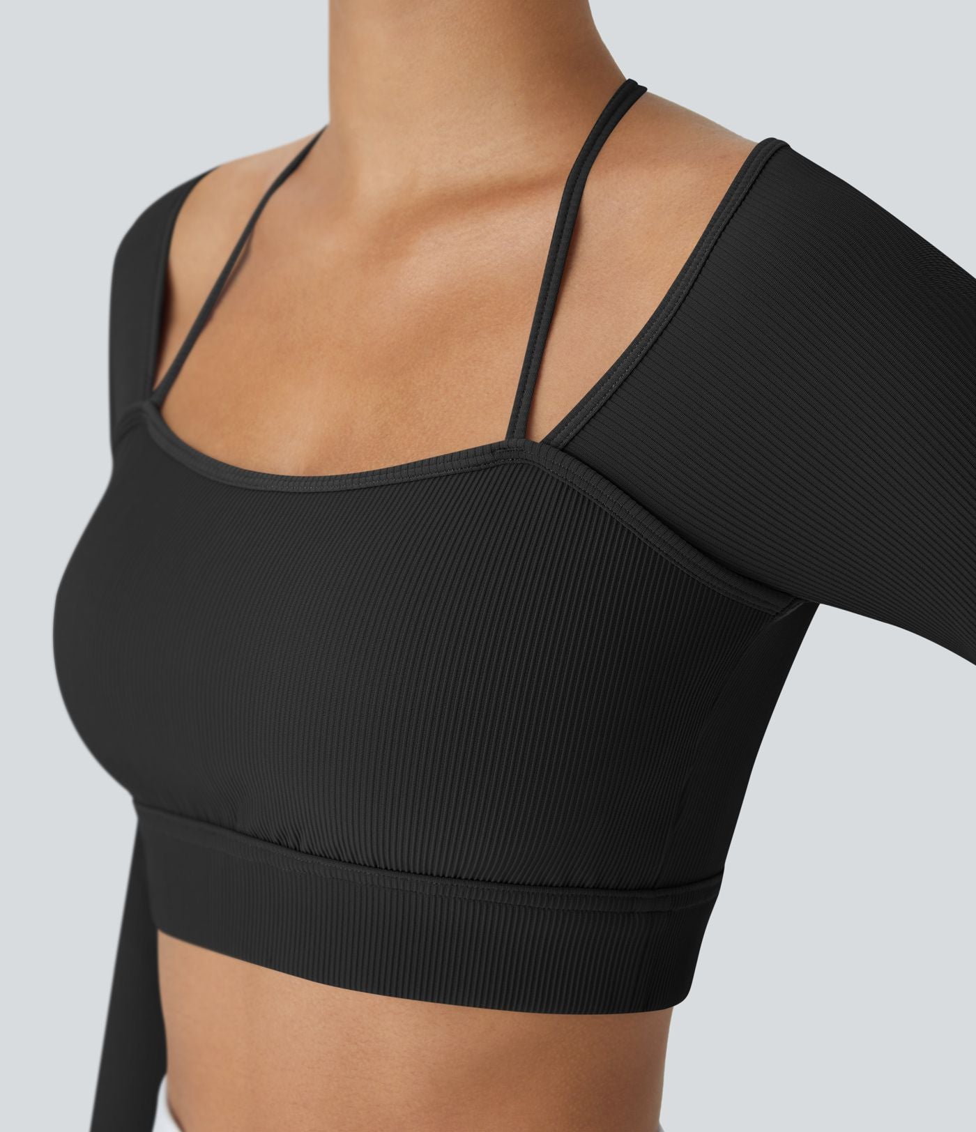 Flex-Cut Crop Top with Thumbholes – Seamless Long Sleeve | Sulva Activewear