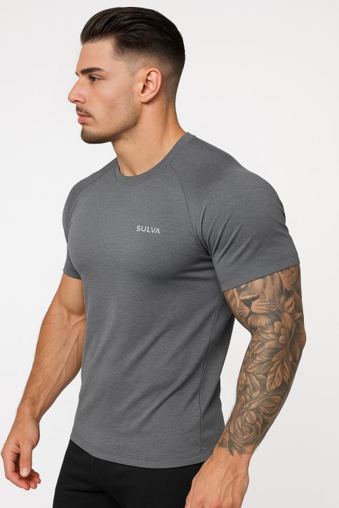 SULVA Men’s Stretch-Fit Workout T-Shirt – Muscle-Fit, Sweat-Wicking Gym Tee