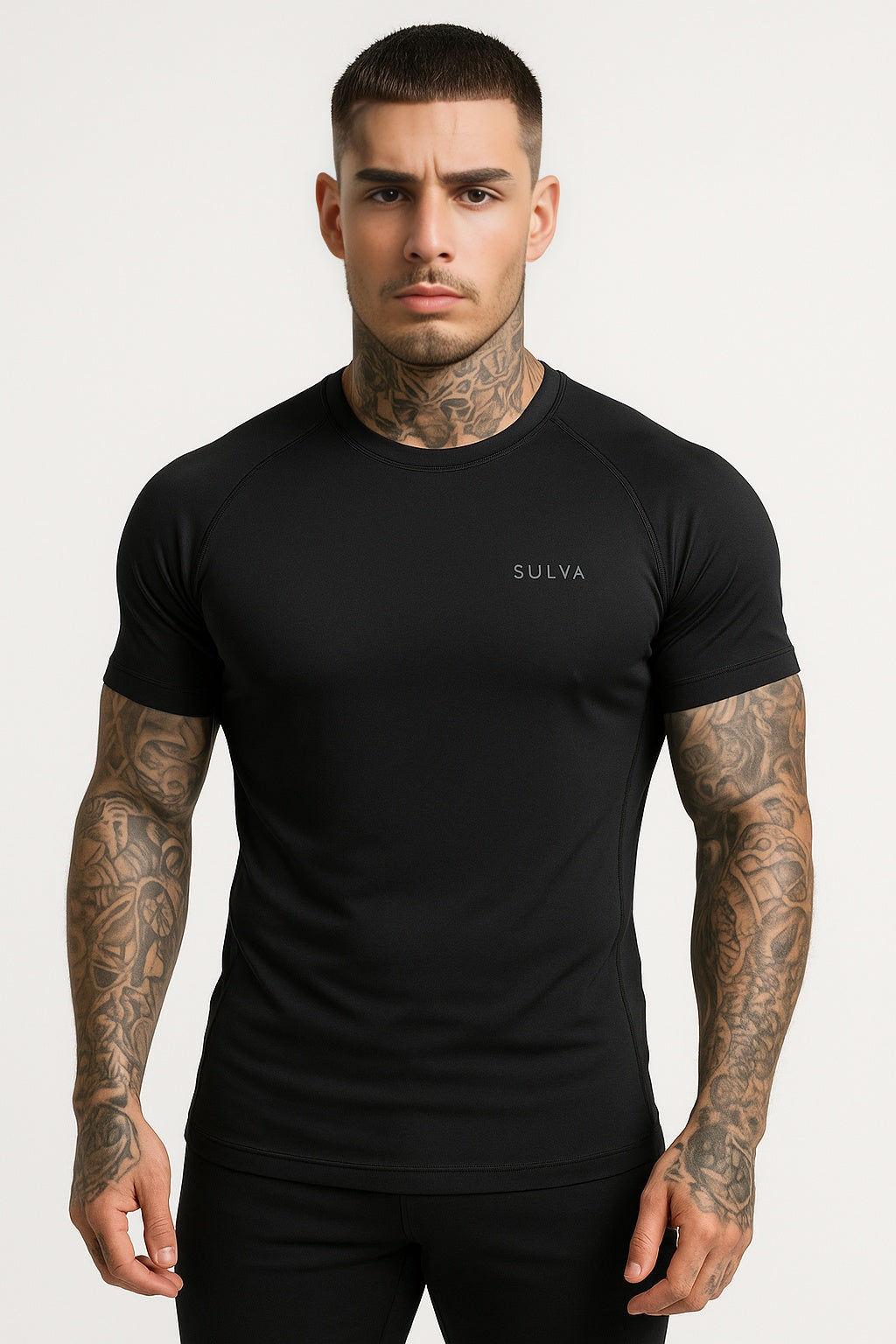 SULVA Men’s Stretch-Fit Workout T-Shirt – Muscle-Fit, Sweat-Wicking Gym Tee