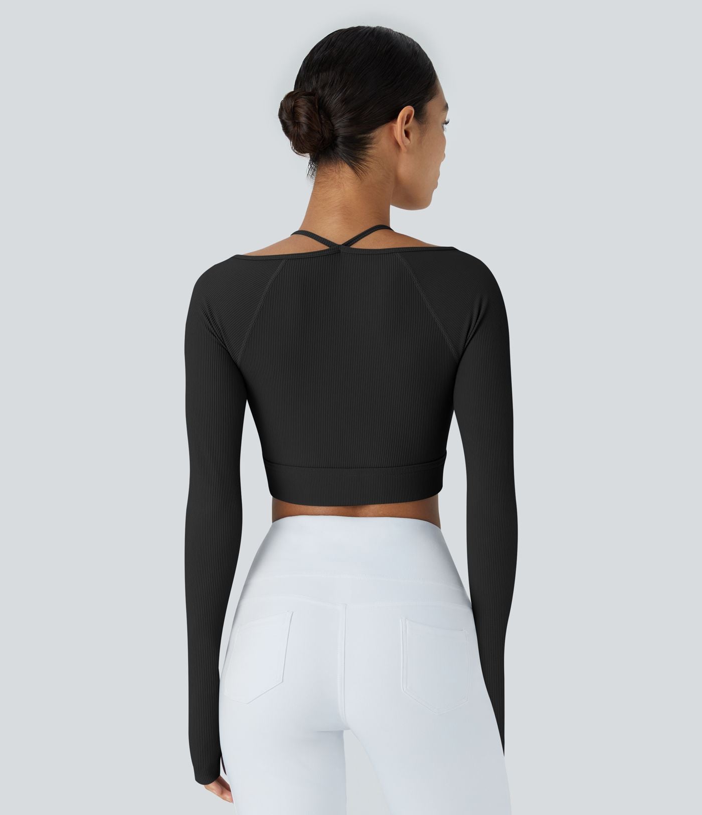 Flex-Cut Crop Top with Thumbholes – Seamless Long Sleeve | Sulva Activewear