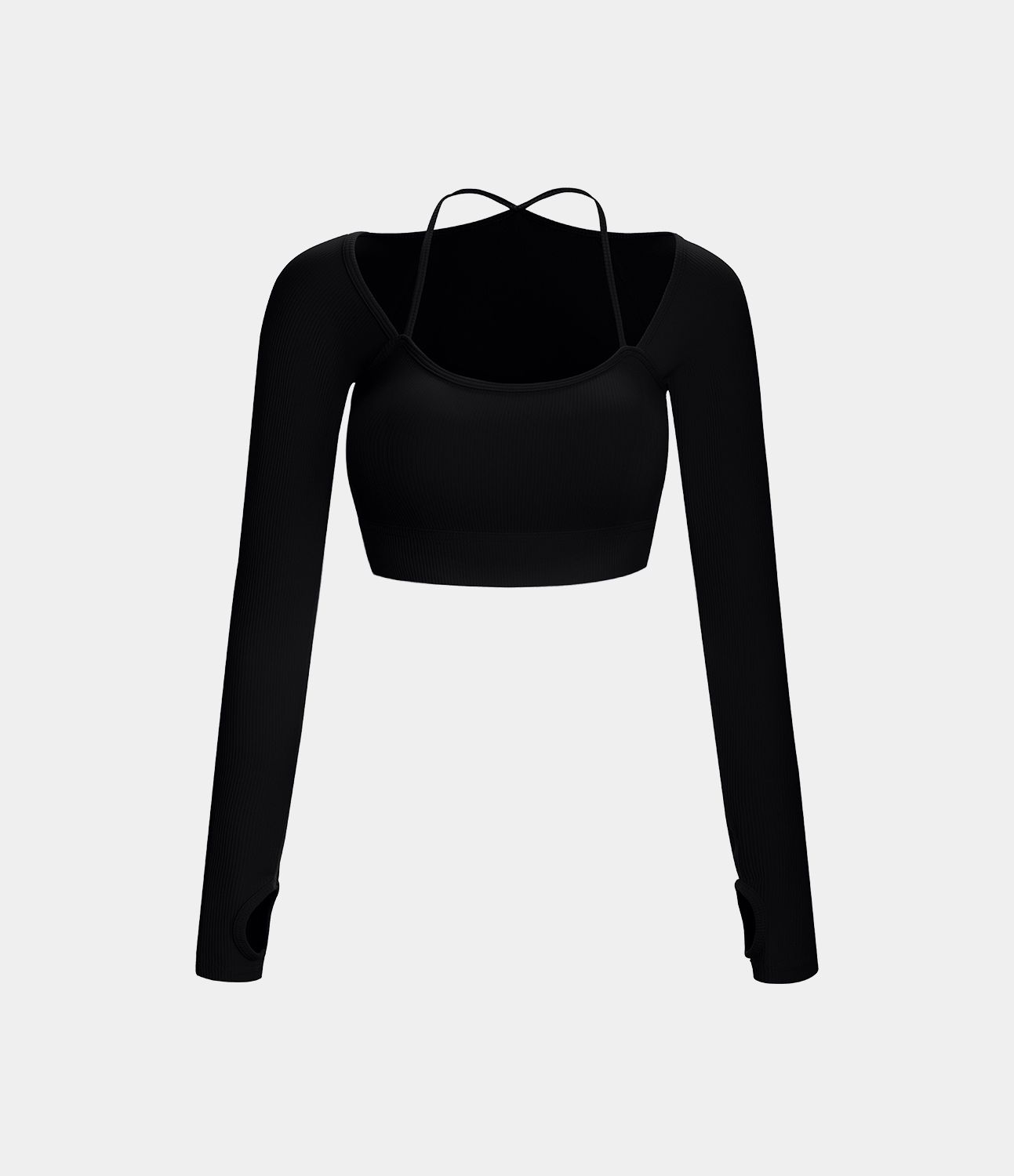 Flex-Cut Crop Top with Thumbholes – Seamless Long Sleeve | Sulva Activewear