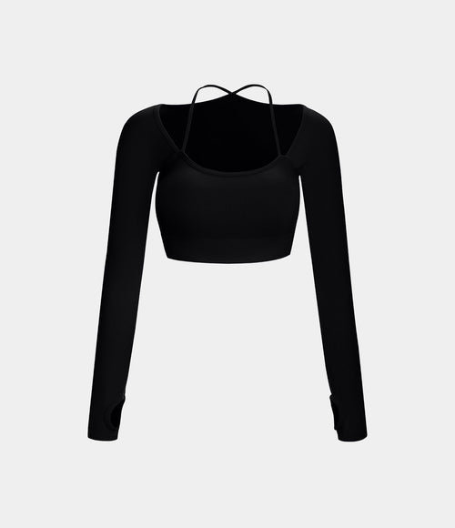 Flex-Cut Crop Top with Thumbholes – Seamless Long Sleeve | Sulva Activewear